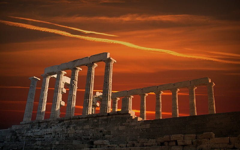 sounion at sun set1 splendid greece tours